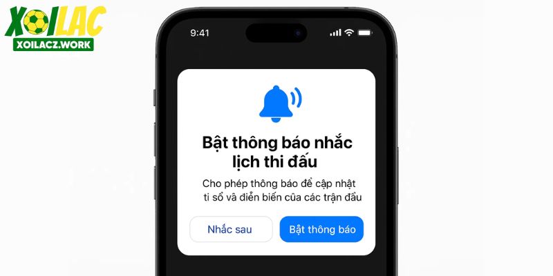 Bạn có thể nhận nhắc lịch qua điện thoại để không bỏ lỡ trận đấu yêu thích. Bạn có thể nhận nhắc lịch qua điện thoại để không bỏ lỡ trận đấu yêu thích.